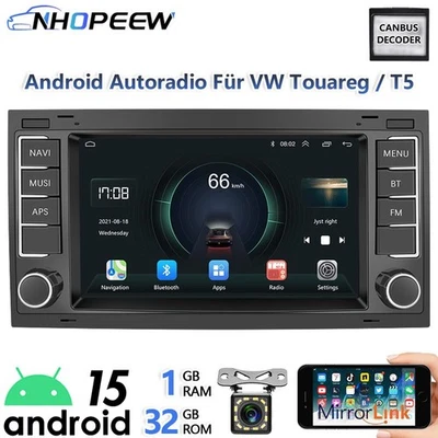 32G Android Autoradio Für VW Touareg T5 Multivan Transporter GPS Navi mit Kamera - Bild 1 von 4