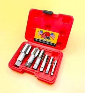 6 Pc Pipe Tap Set 1/8", 1/4", 3/8", 1/2", 3/4", 1" NPT Pipe Threader Drill Hog® - Picture 1 of 6