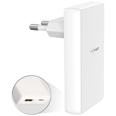 revolt Extra-flaches 65-Watt-USB-Netzteil mit USB-C und -A, PD, QC, GaN - Bild 1 von 4