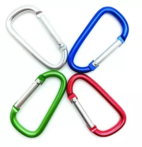 Pack 250 - 2.25" ALUMINUM CARABINER CLIP KEY CHAIN SPRING BELT CLIP D ROUND EDGE - Picture 1 of 39