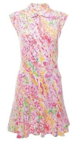 IBKUL Cat Cay abito polo senza maniche taglia XL rosa multi golf tennis donna NUOVO - Foto 1 di 1