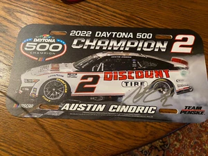 Austin Cindric Daytona 500 Champion License Plate Autograph Signed NEW - Picture 1 of 1
