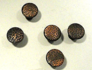 Copper Finish 60's Drawer Pull Knobs Set of Five - Picture 1 of 4