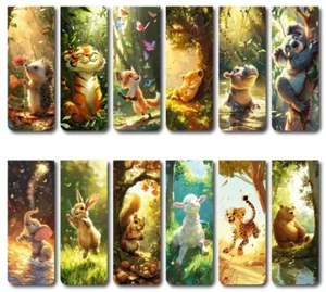 Set Of 4 Cute Wildlife Cartoon Animals Magnetic Bookmarks For Kids And Adults - Picture 1 of 5
