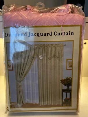 Juego de 4 cortinas/cortinas jacquard diamante rosa 60 X 84 + 18  Foto 1 de 2