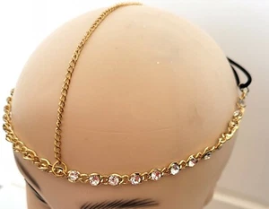 NUEVO Diamante Tejido en Oro Cadena Cejas Tiara Cabeza Boda Novia Moda - Imagen 1 de 2