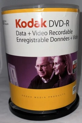 Kodak DVD-R 16 X Speed 4.7GB 120 Min 100 Discs New - Image 1 of 4
