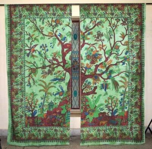 Indian Tree of Life Door Window Curtain Hanging Tapestry Hippie Drape Valances - Picture 1 of 2