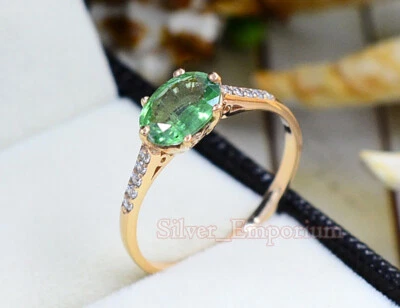 Natural Mint Kyanite Gemstone 925 Sterling Silver Bridal Ring Christmas Gift - Image 1 of 4