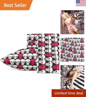 Effortless Care Full Sheets: Vibrant Skulls Design, Deep Pocket Fitted Sheet - Image 1 of 4
