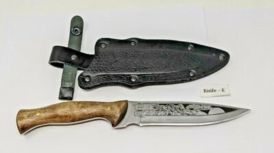 Cuchillo de caza ruso Kizlyar hoja de 5 7/8" mango de madera dura con funda de cuero 4 Foto 1 de 3