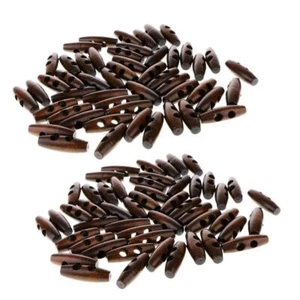 100x DIY Wood Sewing Horn Toggle Buttons for Clothing Accessories 30 x 10mm - Picture 1 of 6