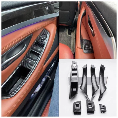 Inner Door Panel Handle Pull Trim Cover For BMW F10 F11 520i 528i Carbon Fiber   - Image 1 of 4