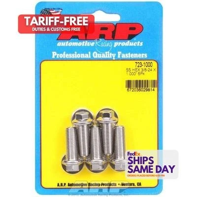 Arp 723-1000, Set of 5 Polished Stainless Steel S/S Bolt Kit - 6Pt. (5) 3/8-24 X — 第 1/4 张图片