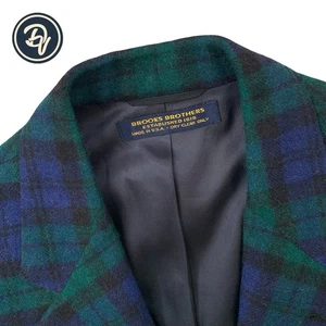 VTG 42 XL Brooks Brothers Madison Fit 100 % Camel Hair Black Watch Plaid Blazer - Picture 1 of 14