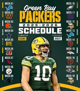 Green Bay Packers 2025-2026 Schedule Magnet | 6.75” Fridge Magnet | NFL Fan Gift - Picture 1 of 3