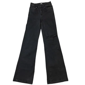 PAIGE schwarzes Top Destructed Jeans Leenah distress weites Bein Gr. 25 - Bild 1 von 8