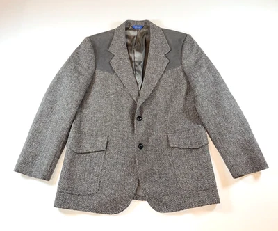 VTG Pendleton Jacket Men's Size 42R Wool Blazer with Suede Shoulders & Elbows - Image 1 of 4