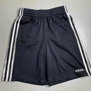 Adidas Athletic Shorts Boys Size M 10/12 Black Stripe Logo Lightweight Active - Picture 1 of 6