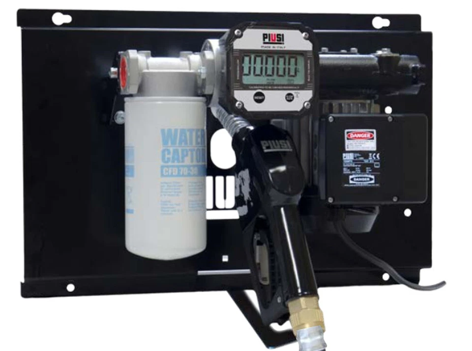 PIUSI 230V Dieselpumpe 70lmin auf Wandkonsole mit Digitalzählwerk und Schmutzfilter