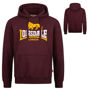 Lonsdale Oxblood Classic Hooded Sweatshirt Hoodie Regular Fit Thurning Burgundy - Picture 1 of 11