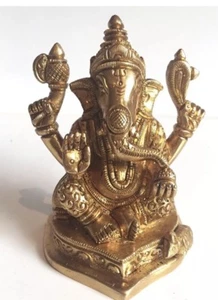Estatua de Ganesha latón ratón pesado Ganesh cara elefante dios hinduismo latón tallado - Imagen 1 de 4