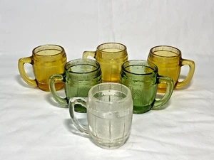 Vintage Depression Glass Whiskey Barrel Shot Glass Toothpick Green Amber Clear - Picture 1 of 5