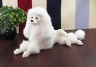 simulation white plastic&fur poodle dog model lying dog doll about 40x15x21cm