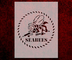 US Navy Seabees Stencil Template Reusable 8.5 x 11 Inches for Painting