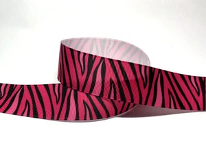 25mm Azalea Black Zebra Printed Grosgrain Ribbon -- 5yds - Picture 1 of 1