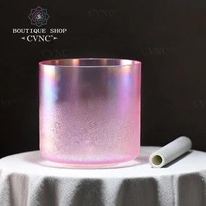 CVNC 432Hz 6" C Pink Ice Flower Clear Crystal Singing Bowl Sound Healing Bath - Picture 1 of 6