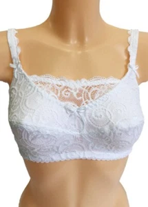 Pretty White Lace Bra Non Wired Soft Cup Cami Modesty Panel Bra - SIZE 34G - Picture 1 of 5