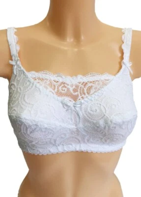 Красивый белый кружевной бюстгальтер без проводов мягкий чашка Cami скромный панель бюстгальтер - размер 34G - Изображение 1 из 4
