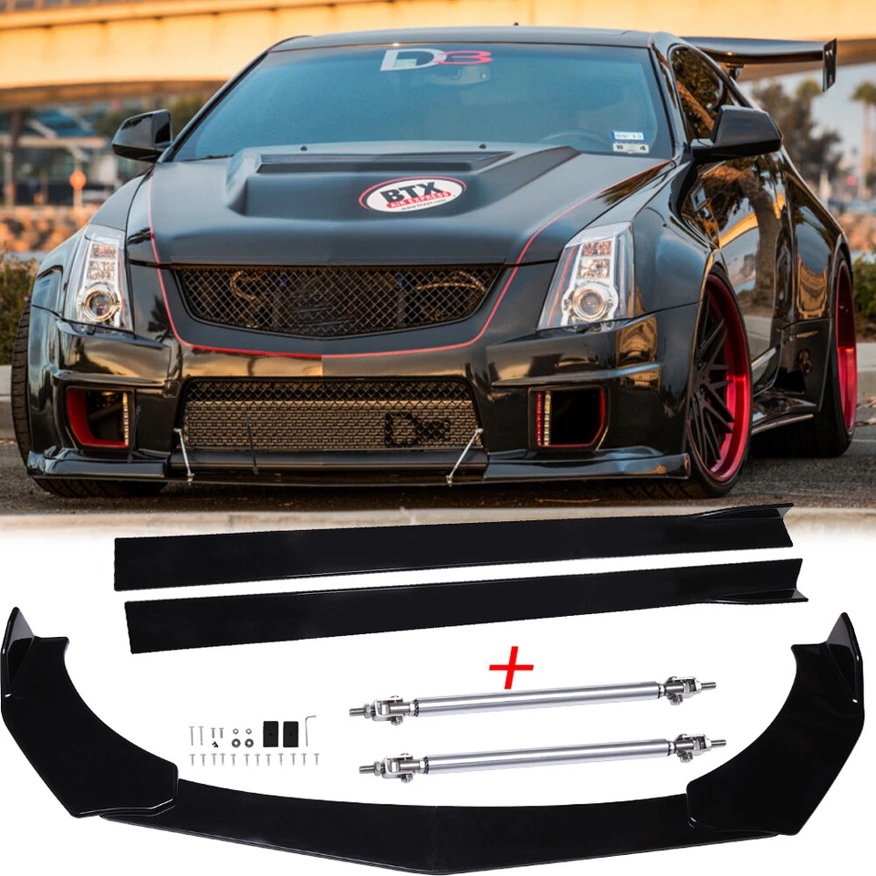 Front Bumper Lip Splitter Side Skirts Strut Rods Body Kit for CADILLAC ATS CTS Foto 1 de 4