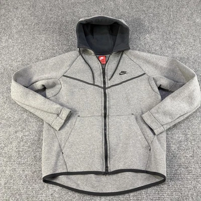 Nike Tech флис Windrunner куртка женщин большой серый полный молнии с капюшоном толстовка - Изображение 1 из 4