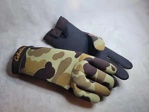 Cabelas Brown Warm CAMO NEOPRENE GLOVES Fishing Hunting Gear Adult Small - Picture 1 of 4