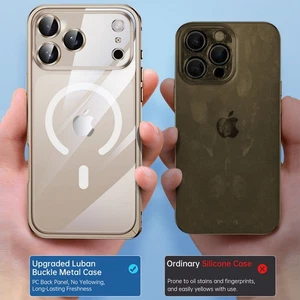 Cover For iPhone 17 Pro Max 16 15 14 13 12 Aluminium Alloy Acrylic Magnetic Case - Picture 1 of 17