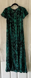 NWOT Denim 24/7 Crinkle Maxi Dress Women's Short Sleeve Blue Rayon 12 Small * - Picture 1 of 7