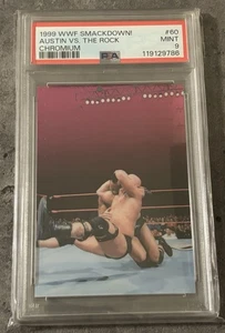 1999 Comic Images WWF Smackdown Chromium Card #60 | Austin vs Rock | PSA 9  - Picture 1 of 2
