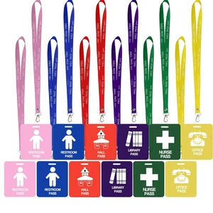 Unbreakable PVC Hall Pass Lanyards, School Passes Set for Teachers 12 Pack Hall, - Picture 1 of 12