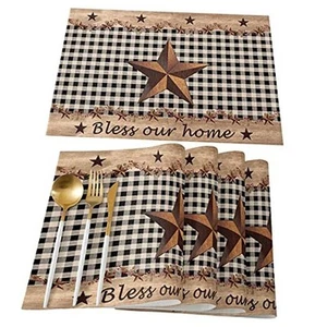 Placemats for Dining Table Set of 4 Western Texas Star 4pc Country Starthe5622 - Picture 1 of 7
