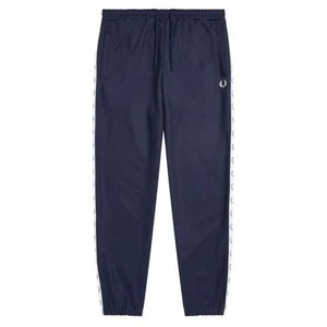 Fred Perry Branded Taped Hem Carbon Blue Sweatpants - Picture 1 of 3