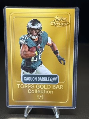 Saquon Barkley 4x6 Philadelphia Eagles - Colección de barras de oro + cargador superior/soporte Foto 1 de 4