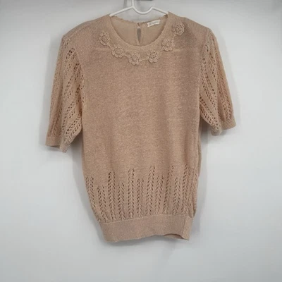 Suéter De Colección SS Tejido Detalle Crochet Rubor Rosa Femenino Foto 1 de 4