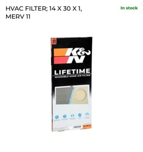 K&N Home HVAC Air Filter #HVC-11430 Reusable Non-Woven Synthetic. 14" x 30" x 1" - Picture 1 of 11
