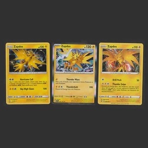 Zapdos Pokemon Card Collection Set of 3 English Cards Holo Lightning Type - Picture 1 of 1