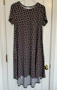 Abito Lularoe Disney Minnie Mouse Carly - Taglia S Usato Verde Rosa Alto Basso - Foto 1 di 9