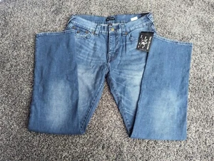 NWT True Religion Mens size 34x32 Ricky Flap Relaxed Jeans Straight Blue Denim  - Picture 1 of 10