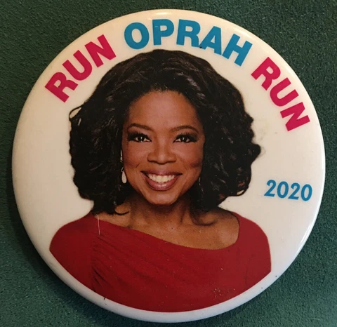 RUN OPRAH RUN Pin Badge Pinback Oprah Winfrey Cover