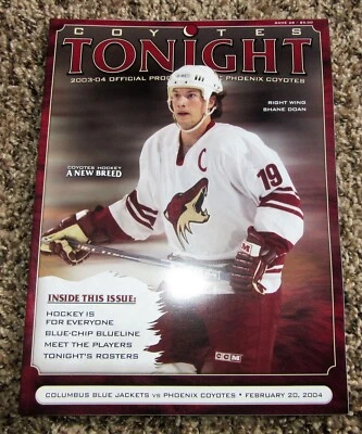 Phoenix Arizona Coyotes 2004 programa NHL vs Columbus Blue Jackets Shane Doan Foto 1 de 4